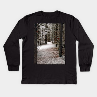 Photo of Mysterious Forest Trail Covered with Snow V2 Kids Long Sleeve T-Shirt